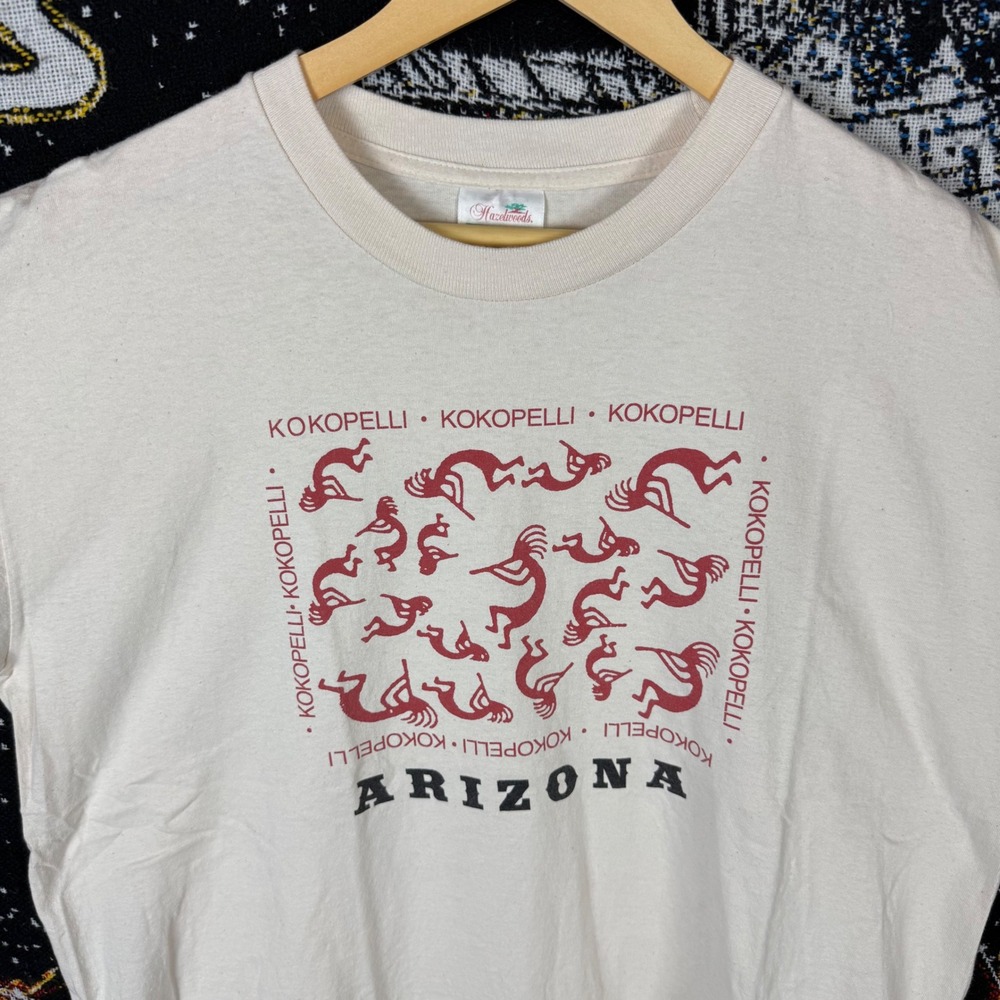 Vintage Hazelwoods Arizona Kokopelli T Shirt XL Cream Cotton Made in USA Tee